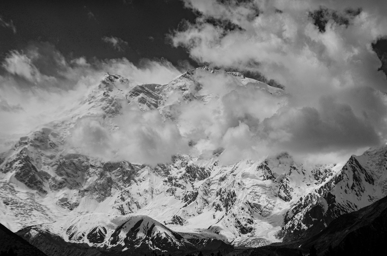 mountain, nanga parbat, diamer, clouds, himalayas, skardu, karakoram, nature, landscape, black and white, nanga parbat, nanga parbat, nanga parbat, nanga parbat, nanga parbat, skardu, skardu, karakoram