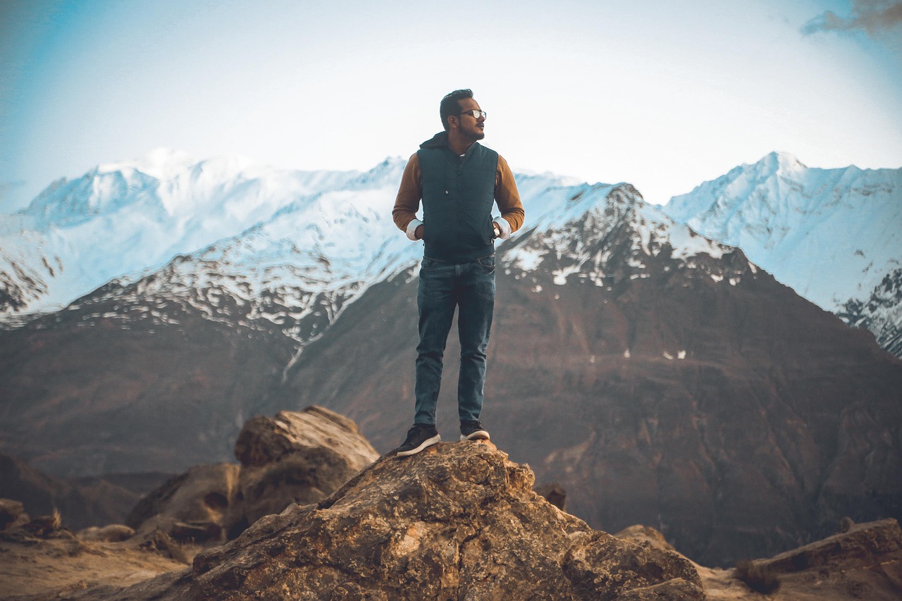 mountains, man, hiking, summit, sky, nature, sunset, landscape, hunza valley, pakistan