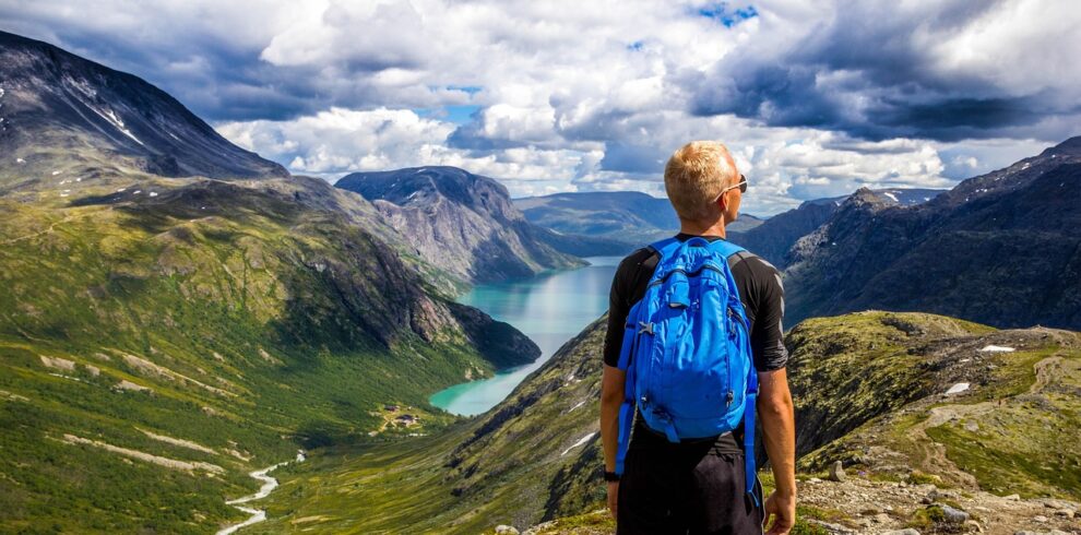 backpacker, mountains, panorama, viewpoint, backpacking, hiker, hiking, mountain ranges, valley, mountain valley, lake, mountain lake, landscape, nature, norway, outdoors, bessegen, man, hiking, hiking, hiking, hiking, hiking, norway, norway, norway, man, man